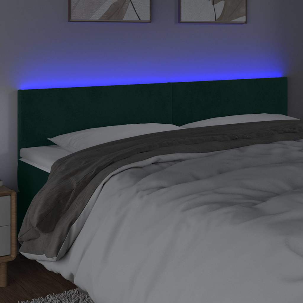 Testiera a LED Verde Scuro 180x5x78/88 cm in Velluto
