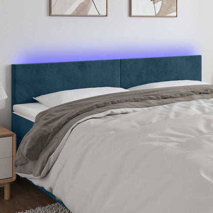 Testiera a LED Blu Scuro 180x5x78/88 cm in Velluto