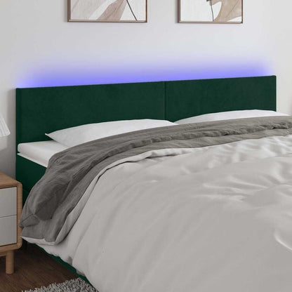 Testiera a LED Verde Scuro 200x5x78/88 cm in Velluto