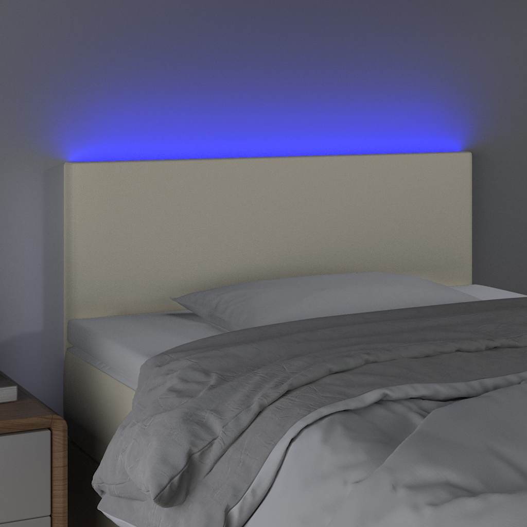 Testiera Crema a LED 80x5x78/88 cm in Similpelle