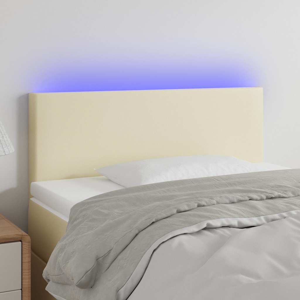 Testiera Crema a LED 80x5x78/88 cm in Similpelle