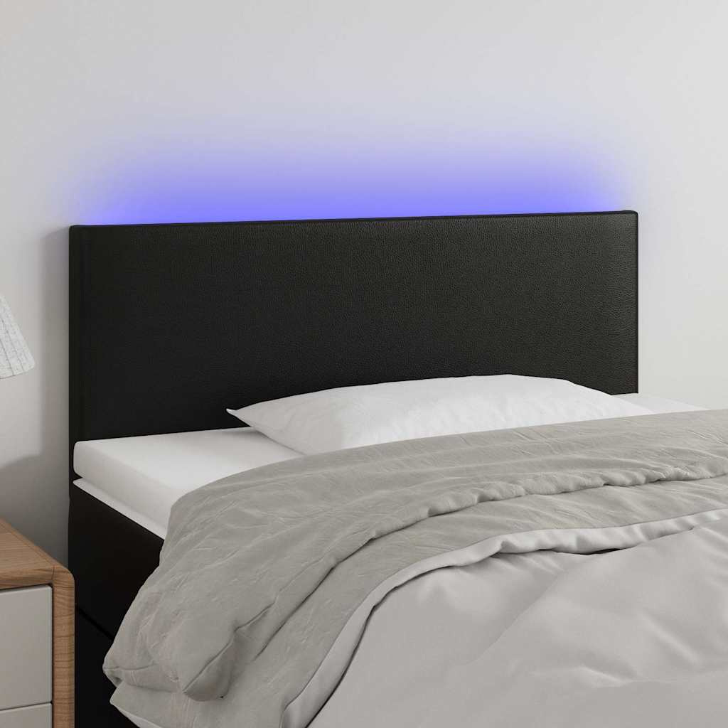 Testiera Nero a LED 90x5x78/88 cm in Similpelle