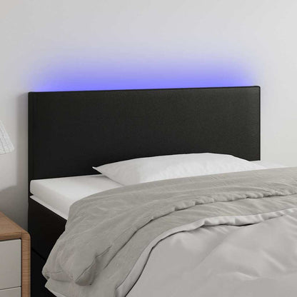 Testiera Nero a LED 90x5x78/88 cm in Similpelle