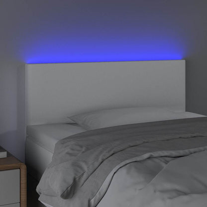 Testiera Bianca a LED 90x5x78/88 cm in Similpelle