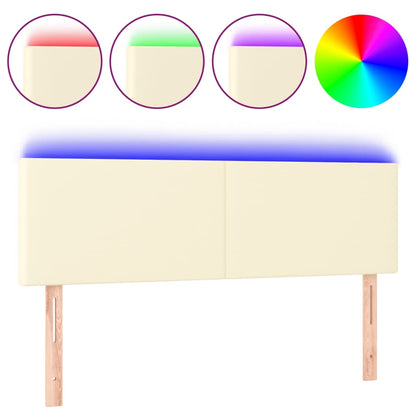 Testiera Crema a LED 144x5x78/88 cm in Similpelle