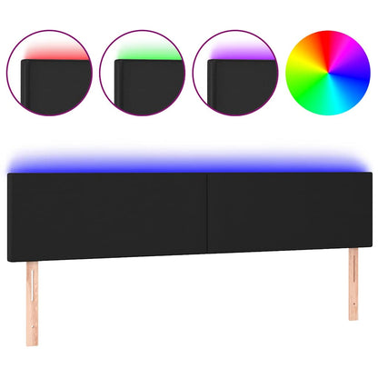 Testiera a LED Nera 160x5x78/88 cm in Similpelle