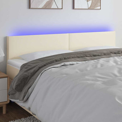 Testiera Crema a LED 160x5x78/88 cm in Similpelle