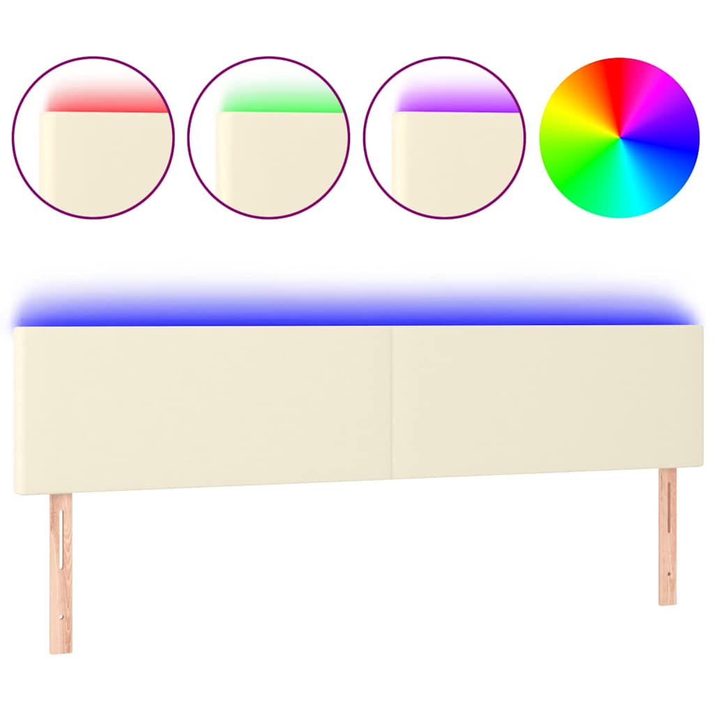 Testiera Crema a LED 200x5x78/88 cm in Similpelle
