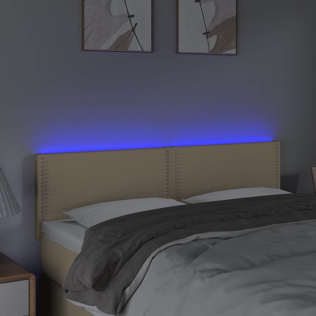 Testiera a LED Crema 144x5x78/88 cm in Tessuto