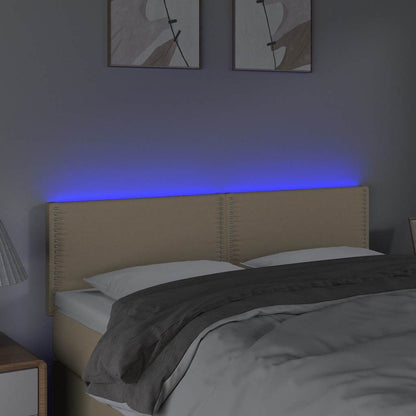 Testiera a LED Crema 144x5x78/88 cm in Tessuto