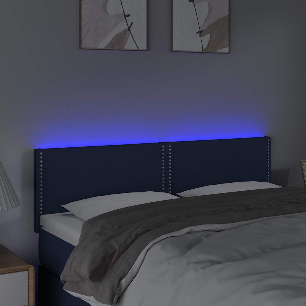 Testiera a LED Blu 144x5x78/88 cm in Tessuto