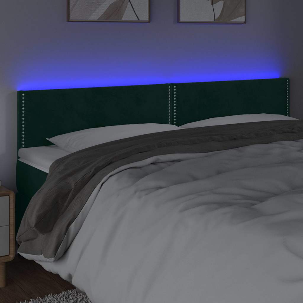 Testiera a LED Verde Scuro 200x5x78/88 cm in Velluto