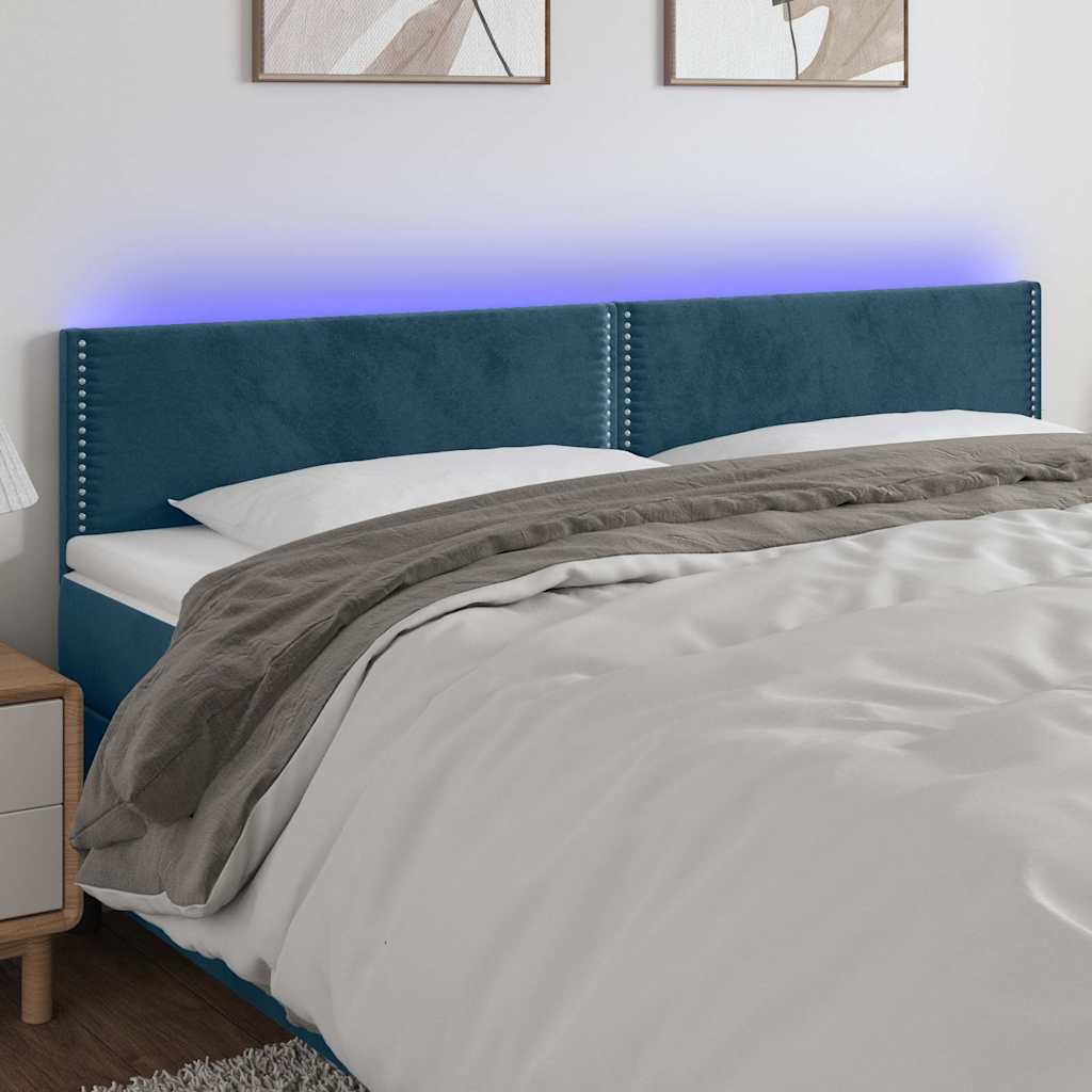 Testiera a LED Blu Scuro 200x5x78/88 cm in Velluto