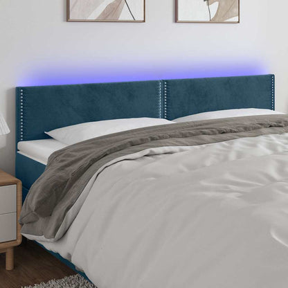 Testiera a LED Blu Scuro 200x5x78/88 cm in Velluto