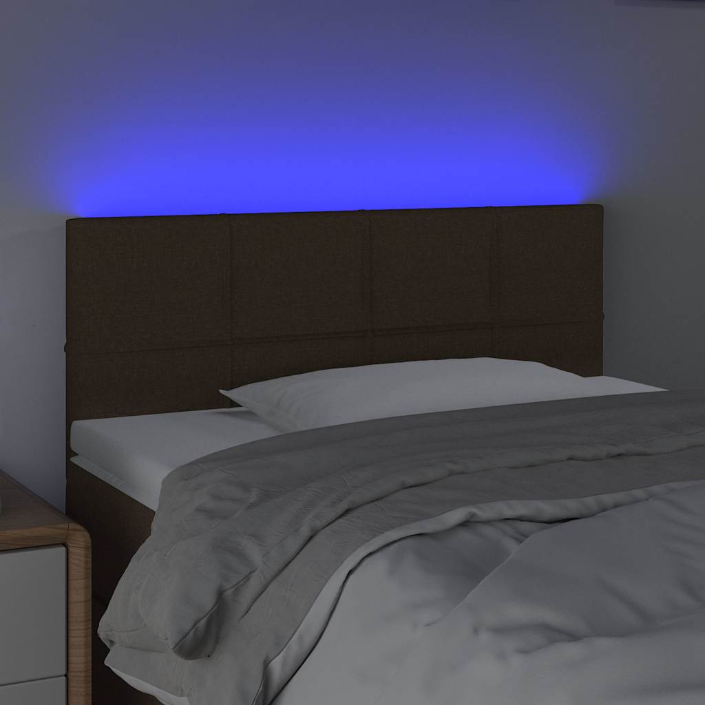Testiera a LED Marrone Scuro 100x5x78/88 cm in Tessuto