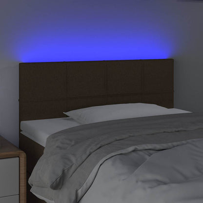 Testiera a LED Marrone Scuro 100x5x78/88 cm in Tessuto