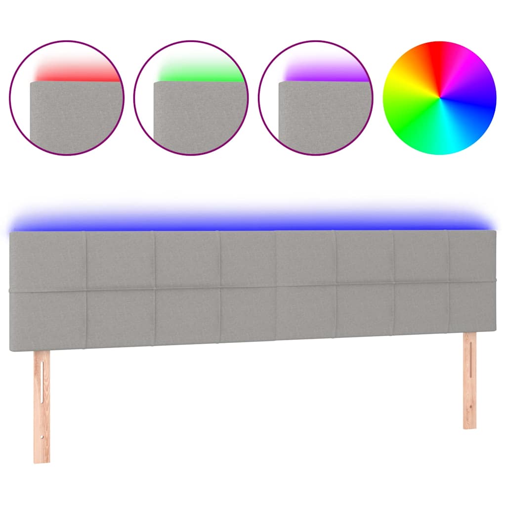 Testiera a LED Grigio Chiaro 160x5x78/88 cm in Tessuto