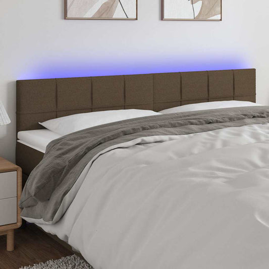 Testiera a LED Tortora 160x5x78/88 cm in Tessuto