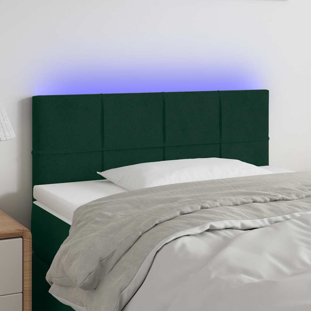 Testiera a LED Verde Scuro 100x5x78/88 cm in Velluto | homemem39