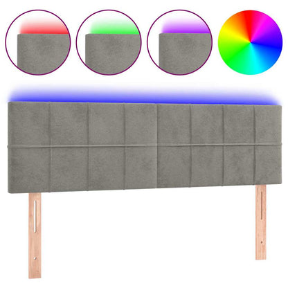 Testiera a LED Grigio Chiaro 144x5x78/88 cm in Velluto
