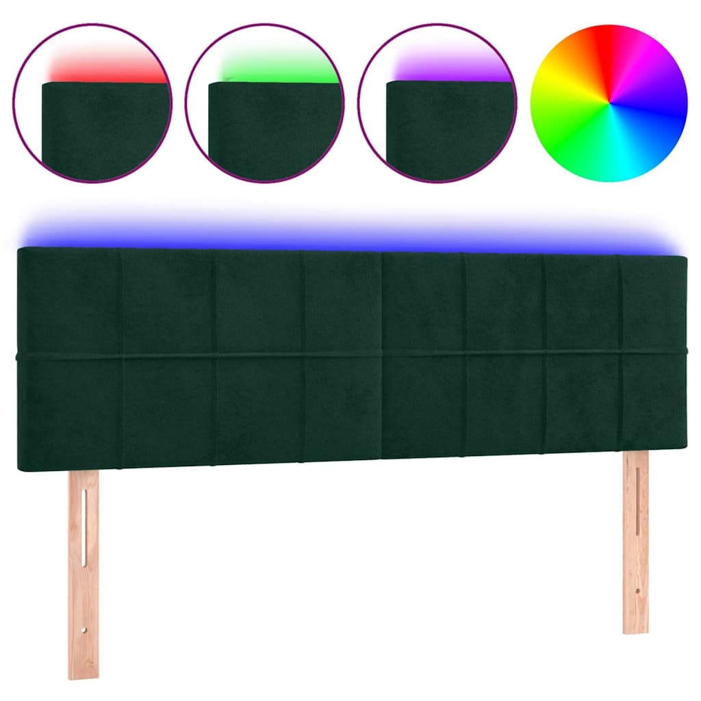 Testiera a LED Verde Scuro 144x5x78/88 cm in Velluto