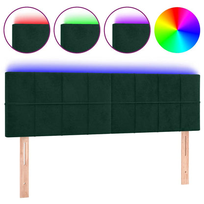 Testiera a LED Verde Scuro 144x5x78/88 cm in Velluto