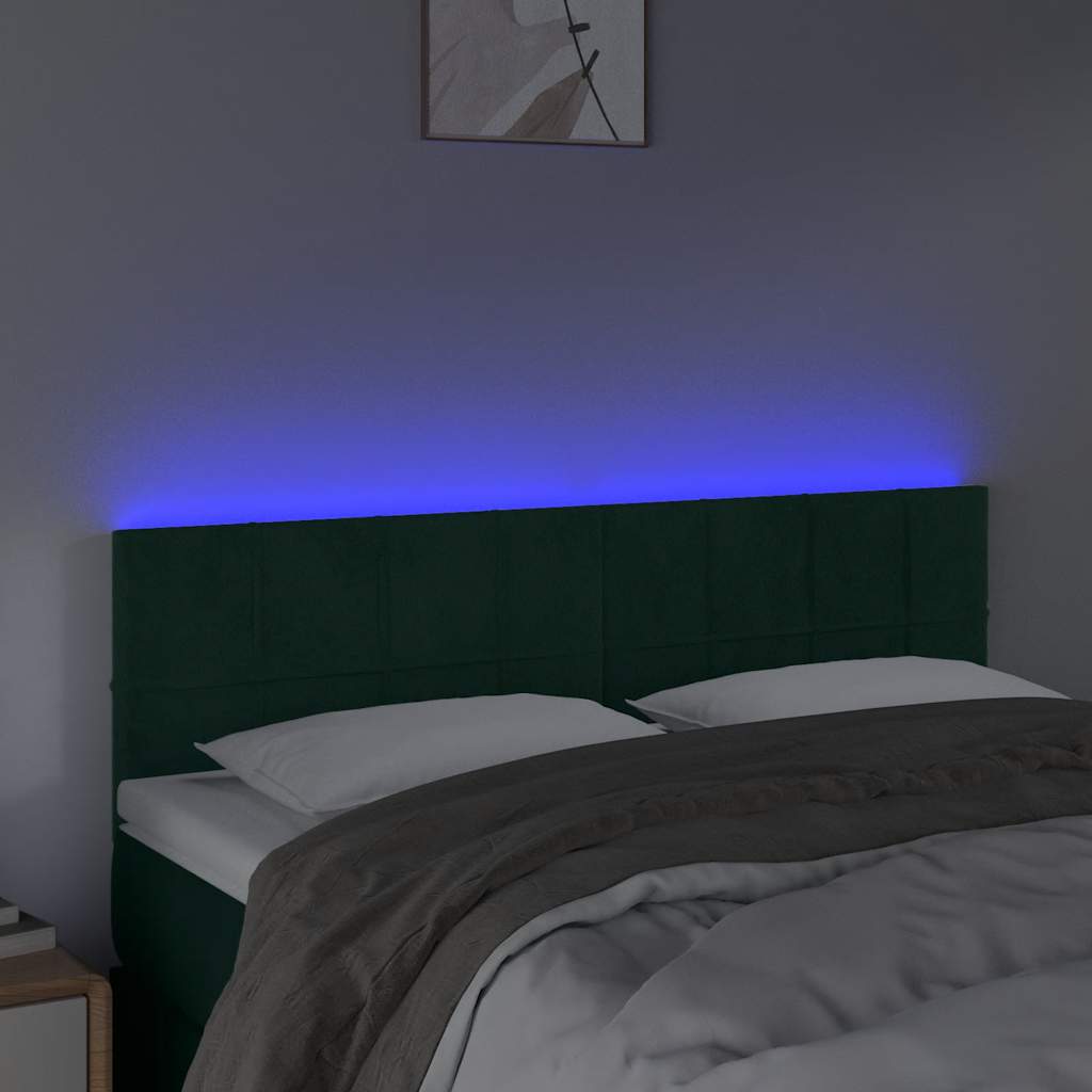Testiera a LED Verde Scuro 144x5x78/88 cm in Velluto | homemem39