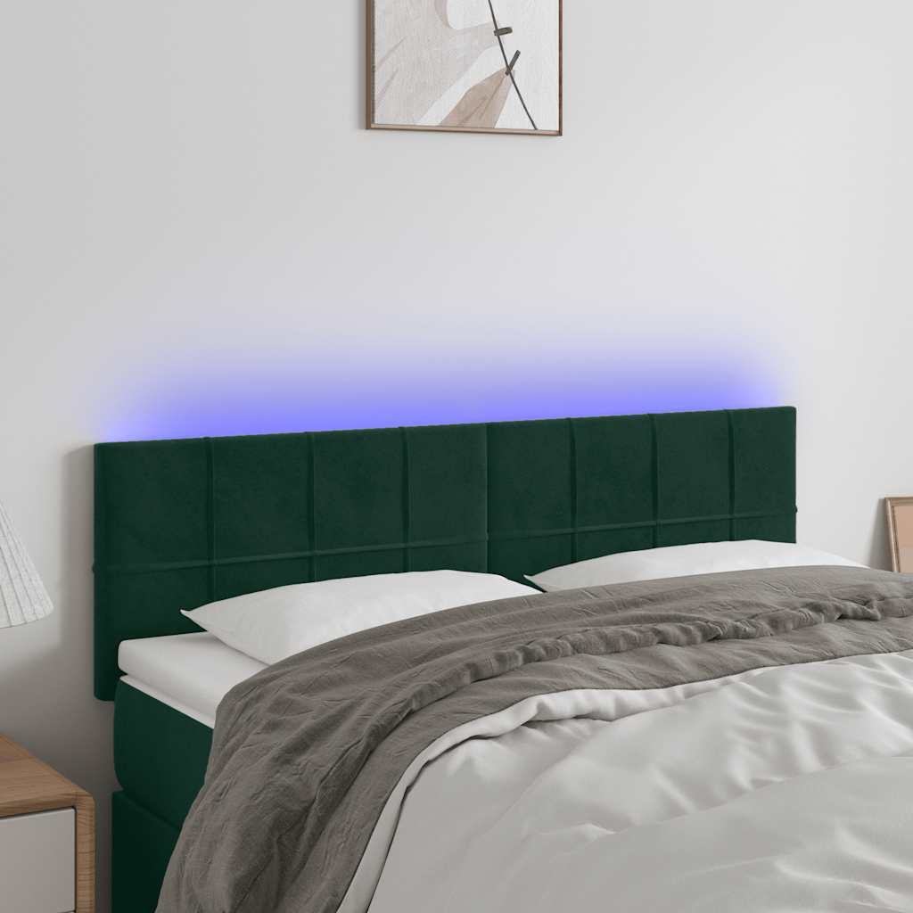 Testiera a LED Verde Scuro 144x5x78/88 cm in Velluto | homemem39