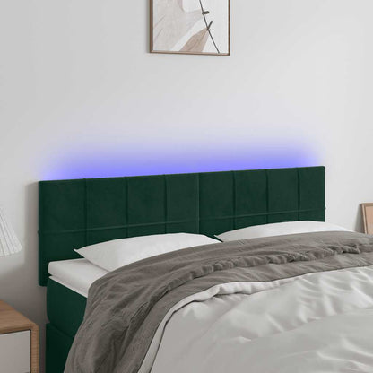 Testiera a LED Verde Scuro 144x5x78/88 cm in Velluto | homemem39
