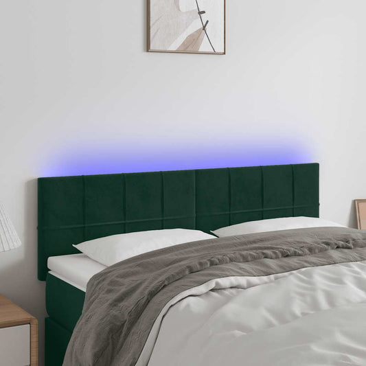 Testiera a LED Verde Scuro 144x5x78/88 cm in Velluto | homemem39