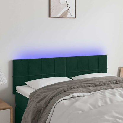 Testiera a LED Verde Scuro 144x5x78/88 cm in Velluto