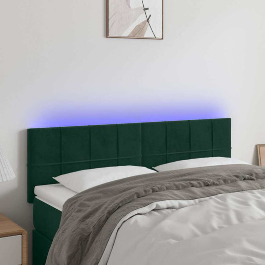 Testiera a LED Verde Scuro 144x5x78/88 cm in Velluto