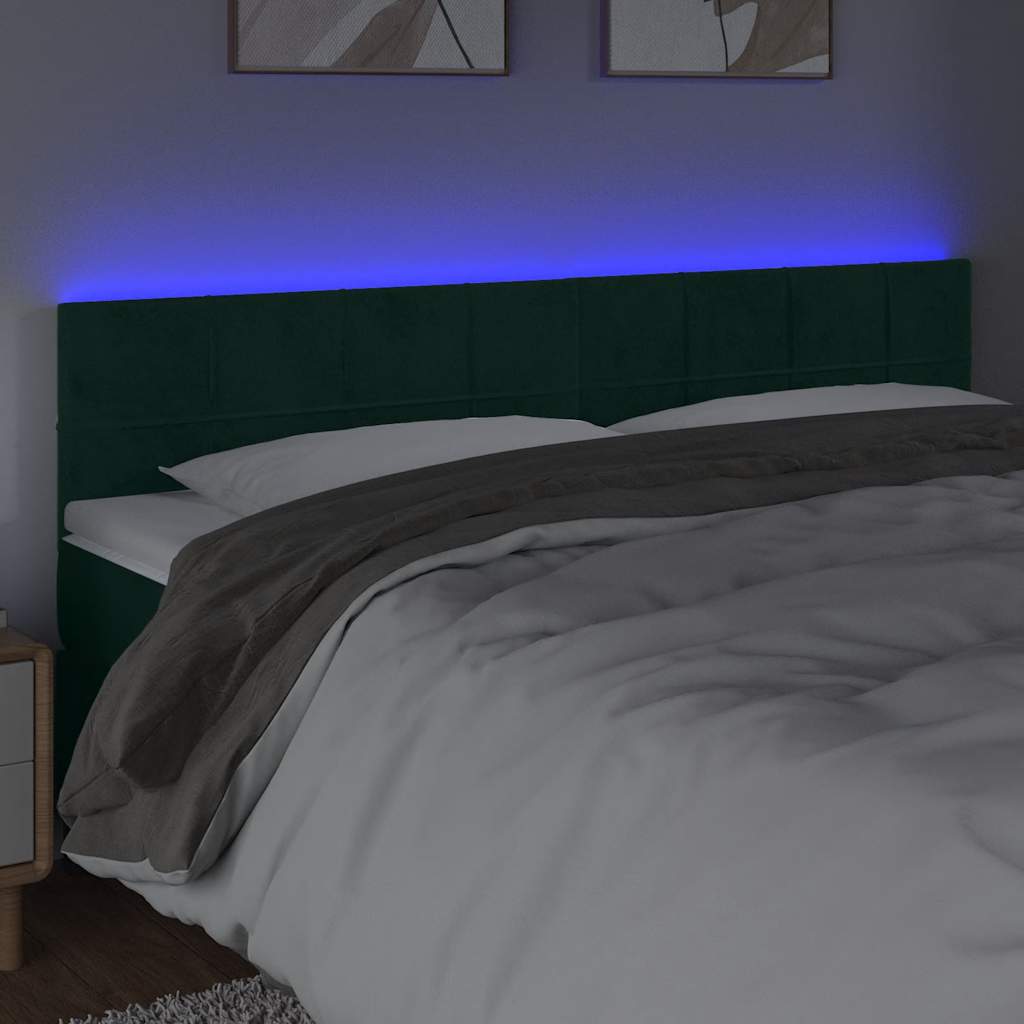 Testiera a LED Verde Scuro 160x5x78/88 cm in Velluto