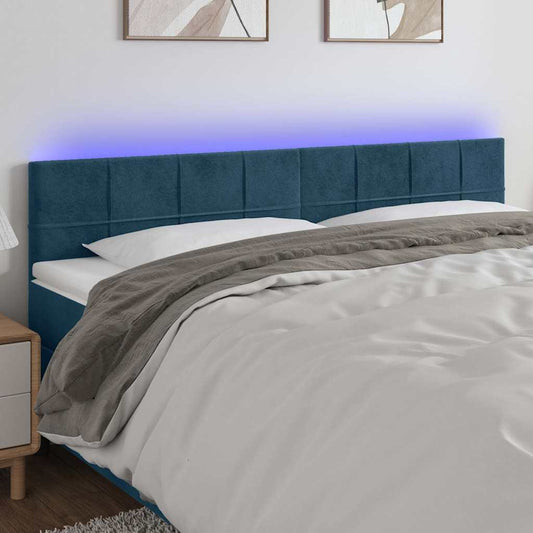 Testiera a LED Blu scuro 160x5x78/88 cm in Tessuto
