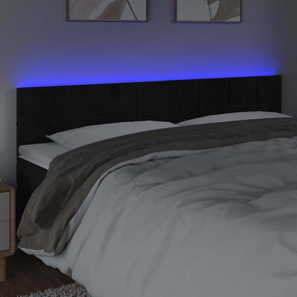 Testiera a LED Nera 180x5x78/88 cm in Velluto