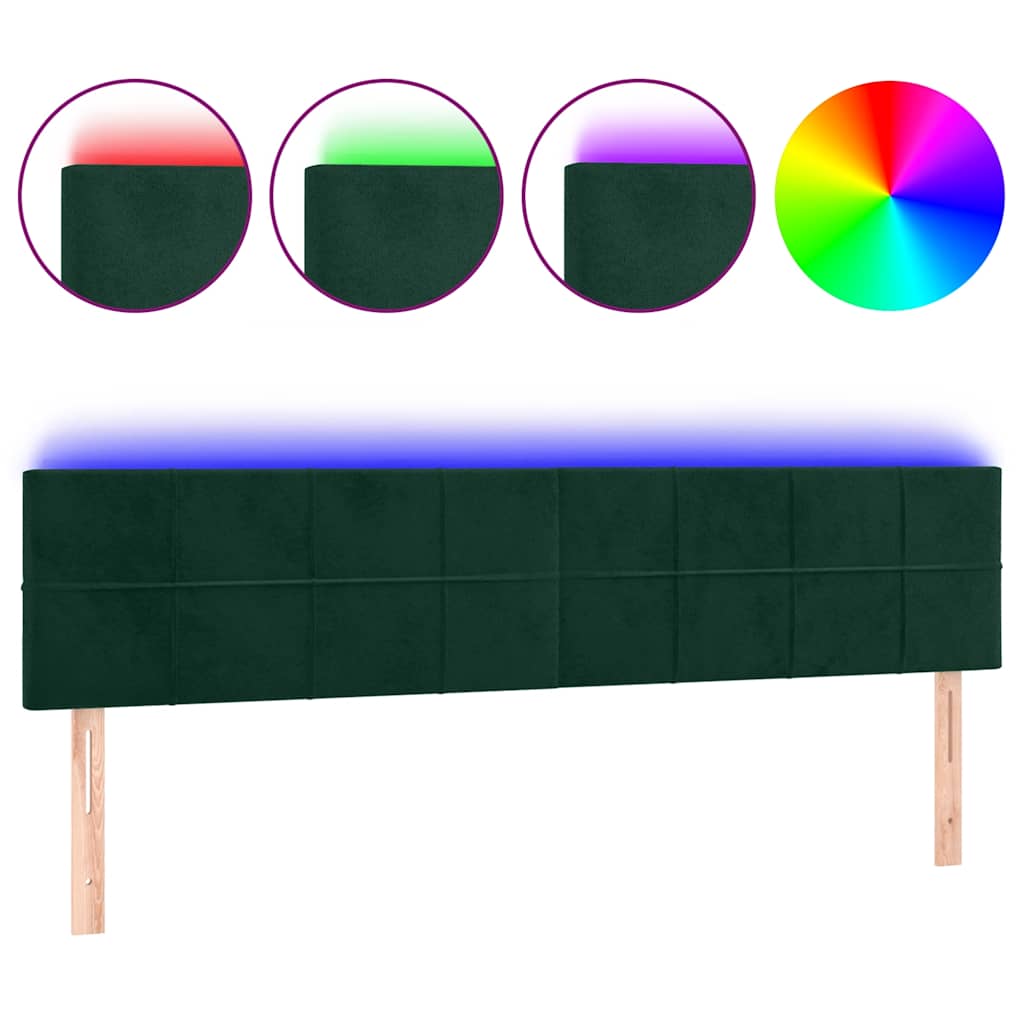Testiera a LED Verde Scuro 200x5x78/88 cm in Velluto | homemem39
