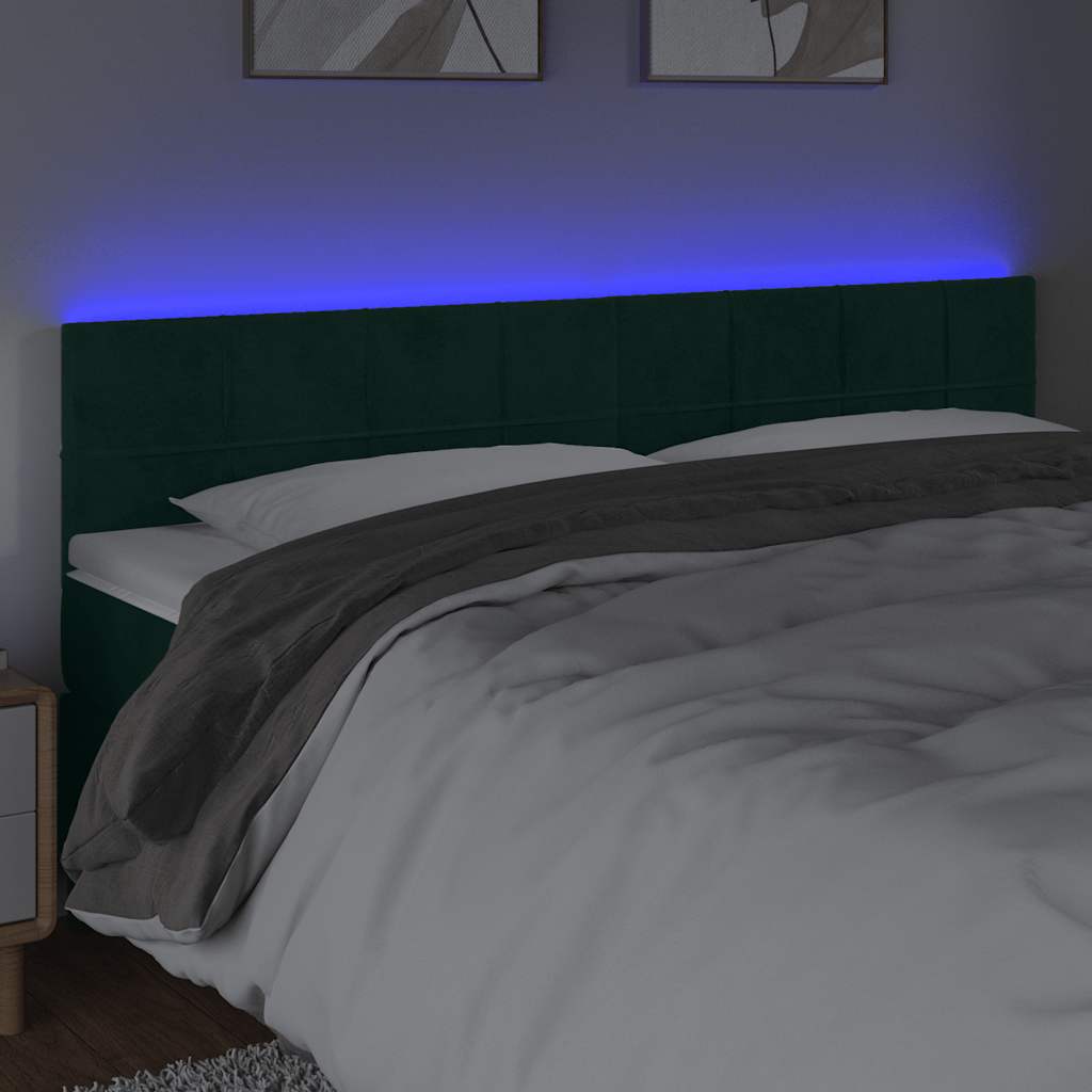 Testiera a LED Verde Scuro 200x5x78/88 cm in Velluto | homemem39