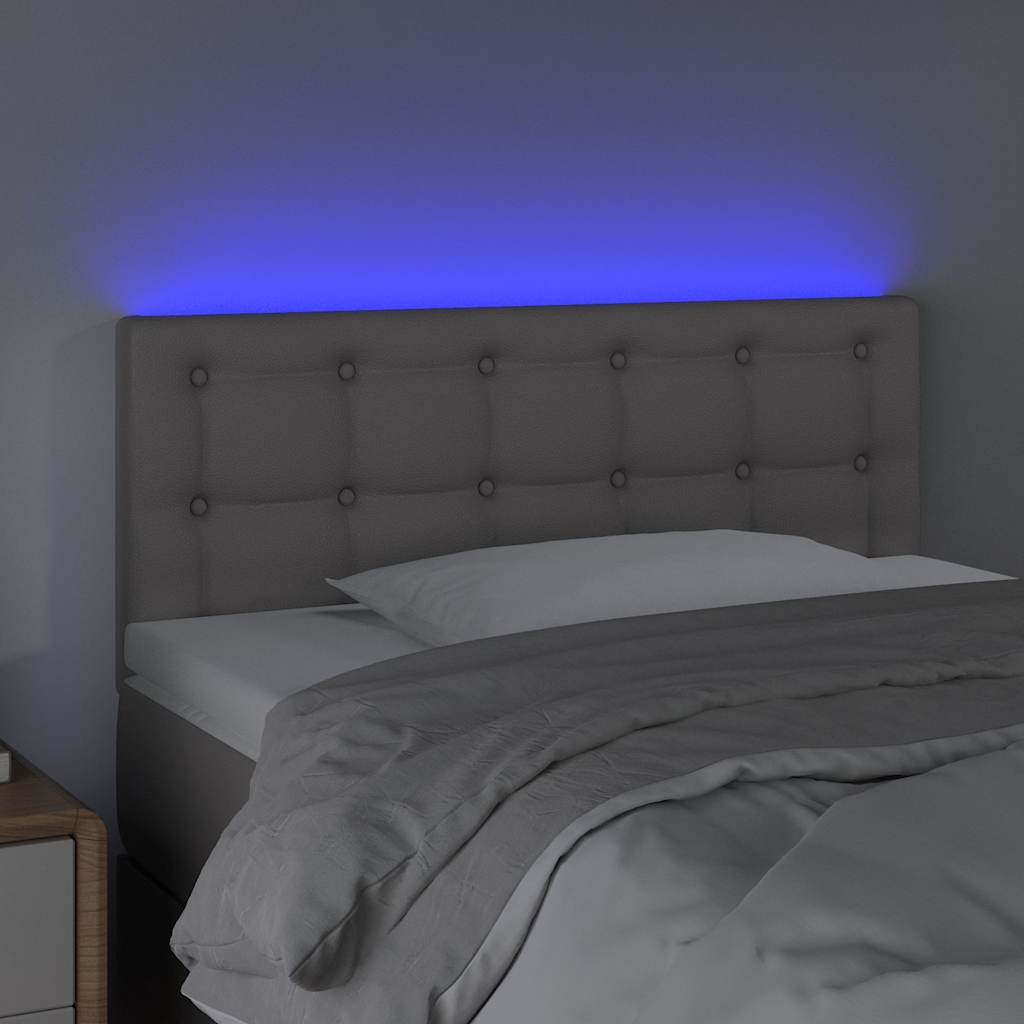 Testiera Grigia a LED 80x5x78/88 cm in Similpelle
