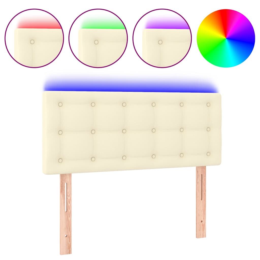 Testiera Crema a LED 90x5x78/88 cm in Similpelle