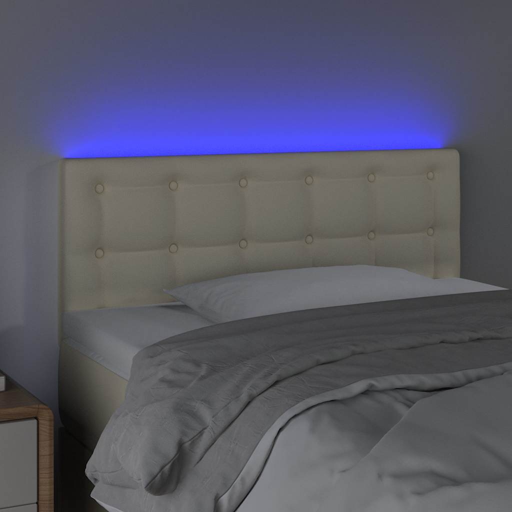 Testiera Crema a LED 90x5x78/88 cm in Similpelle