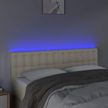 Testiera Crema a LED 144x5x78/88 cm in Similpelle