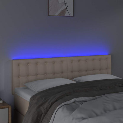 Testiera Cappuccino a LED 144x5x78/88 cm in Similpelle