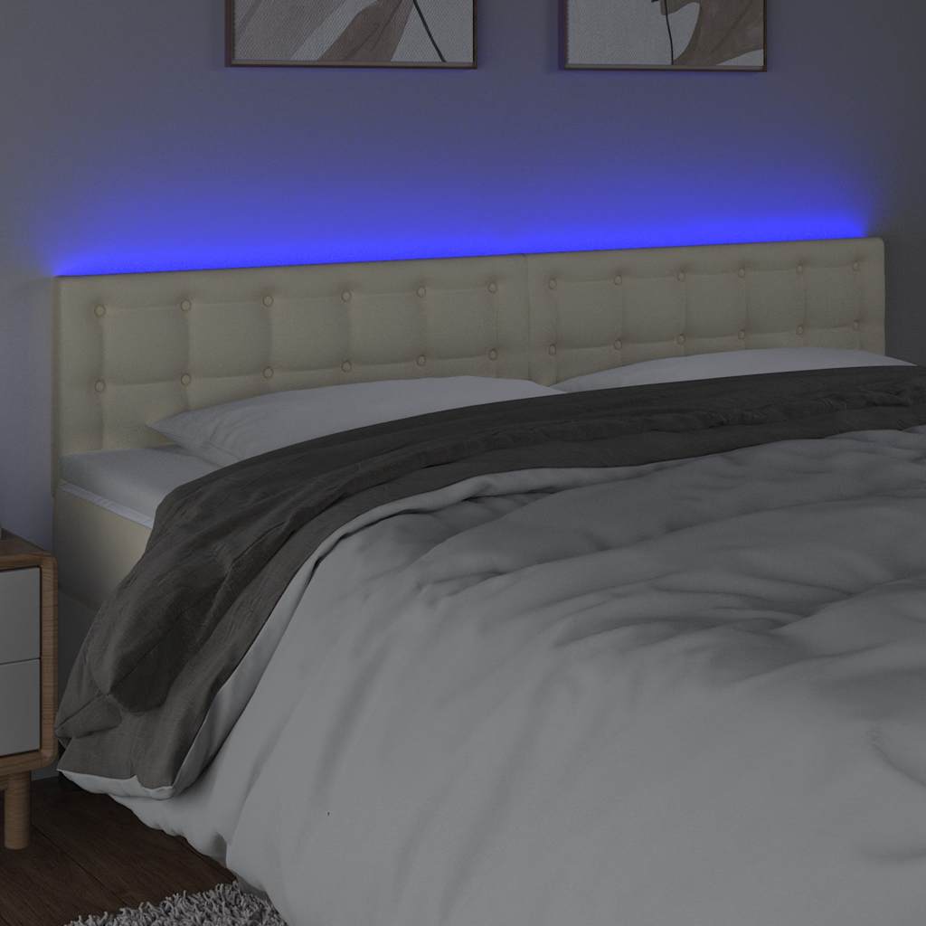 Testiera Crema a LED 160x5x78/88 cm in Similpelle