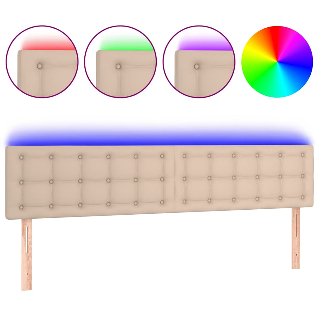 Testiera Cappuccino a LED 160x5x78/88 cm in Similpelle