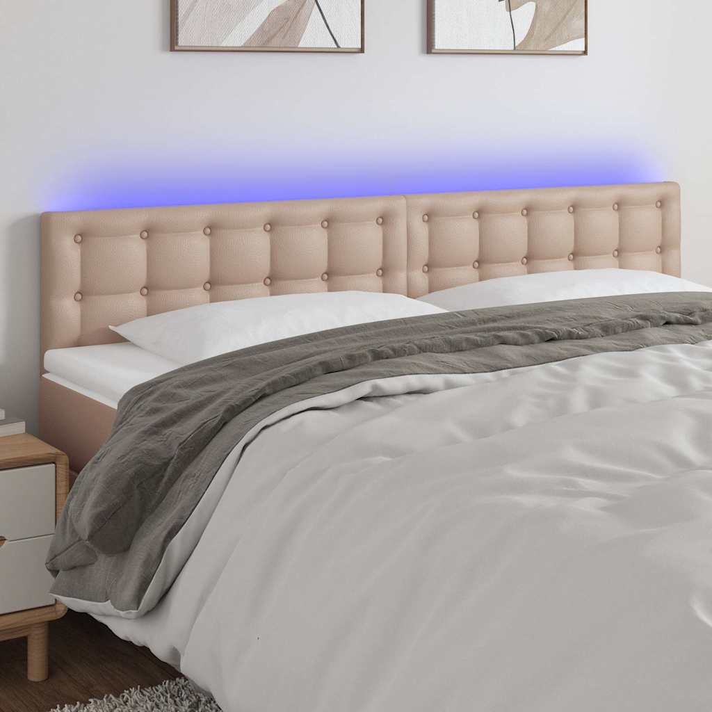 Testiera Cappuccino a LED 160x5x78/88 cm in Similpelle