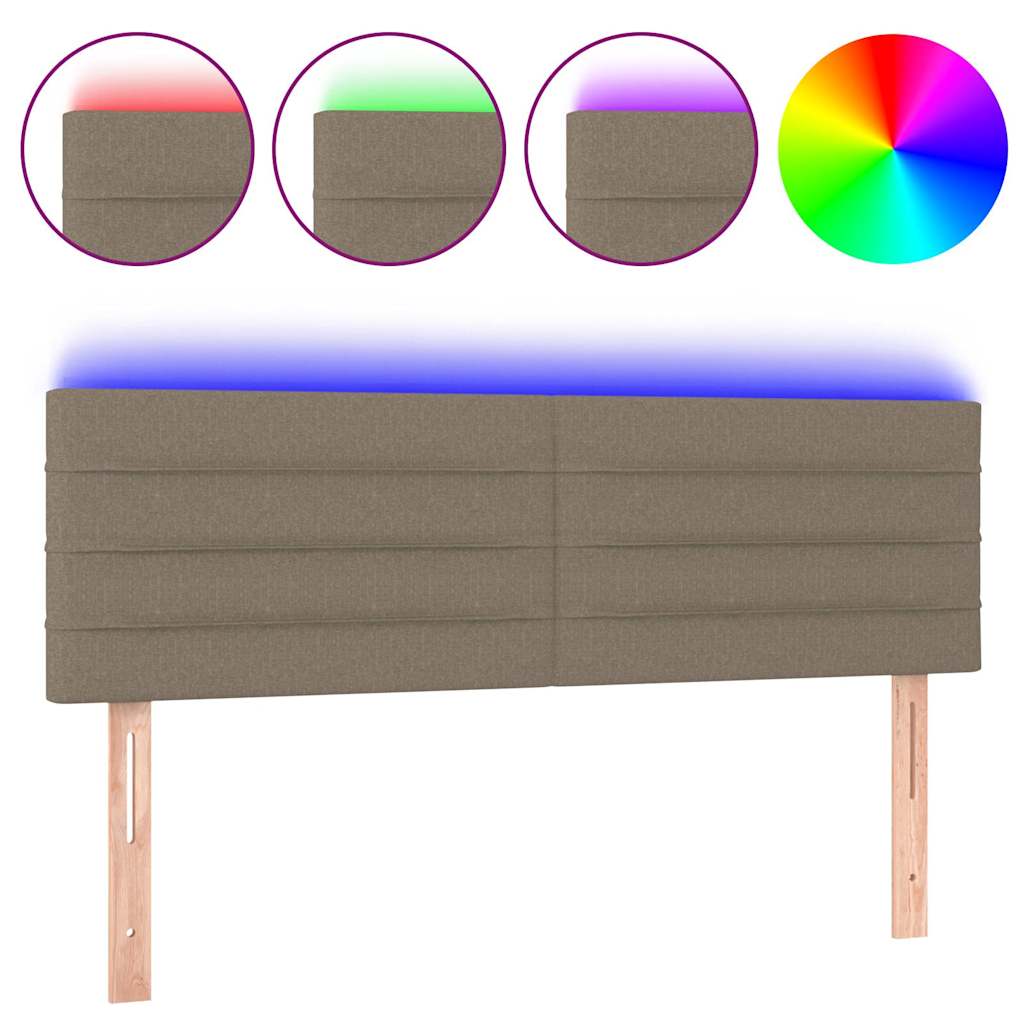 Testiera a LED Tortora 144x5x78/88 cm in Tessuto