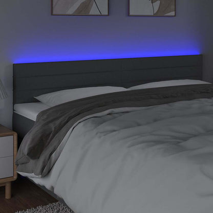 Testiera a LED Grigio Scuro 160x5x78/88 cm in Tessuto