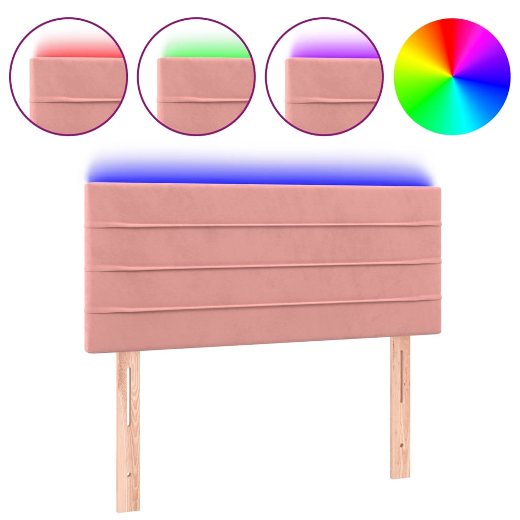 Testiera a LED Rosa 90x5x78/88 cm in Tessuto