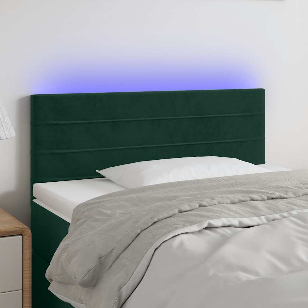 Testiera a LED Verde Scuro 100x5x78/88 cm in Velluto | homemem39