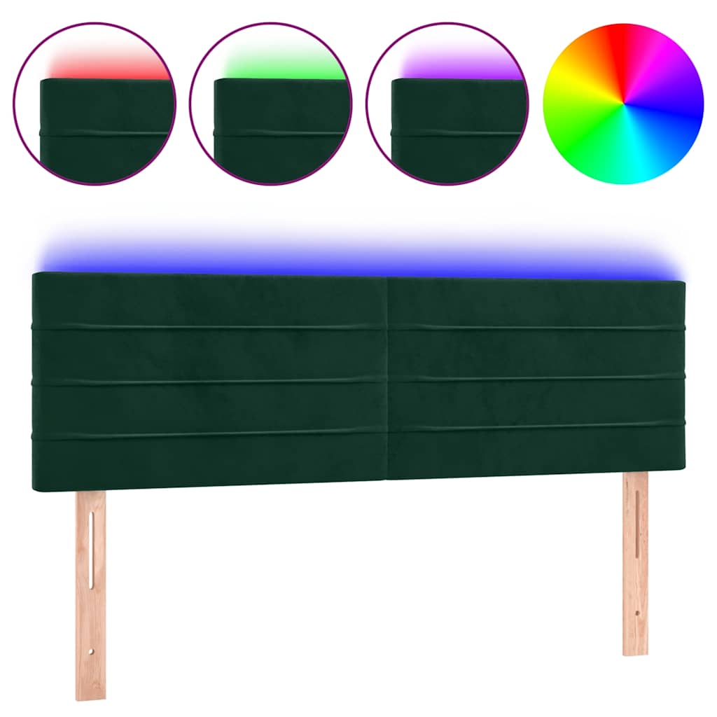 Testiera a LED Verde Scuro 144x5x78/88 cm in Velluto | homemem39